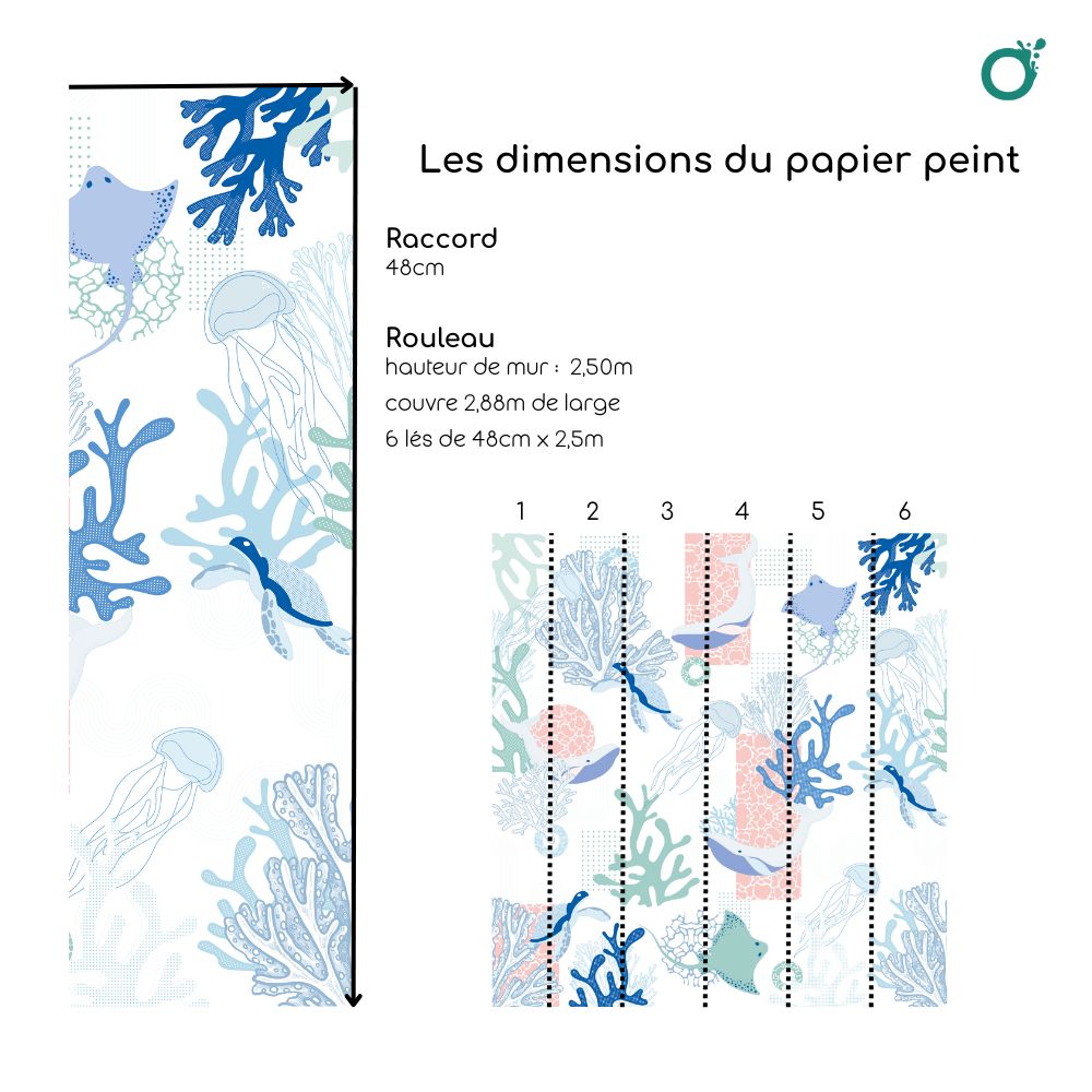 Papier-Peint Algo " Petit Mousse " - Bleu ciel aquarelle