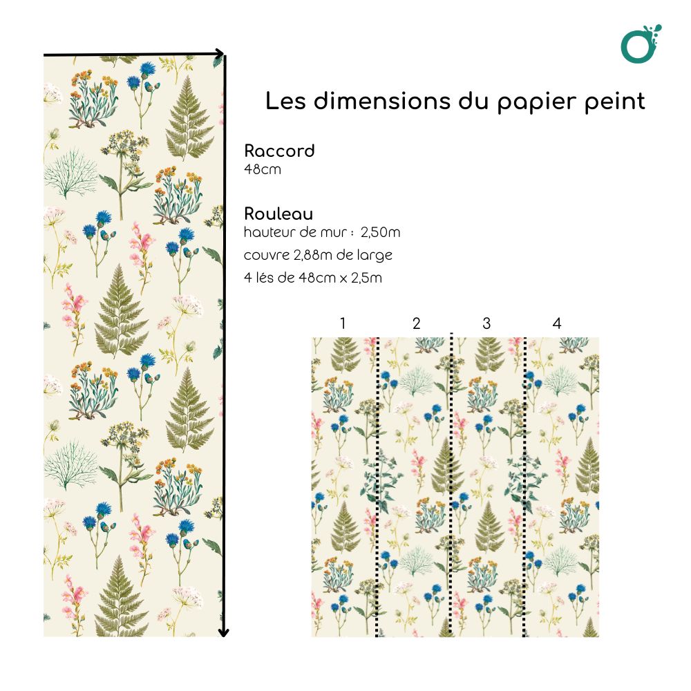 Papier-Peint Algo " Botanique Royale " - 5 lés - Blanc Beluga