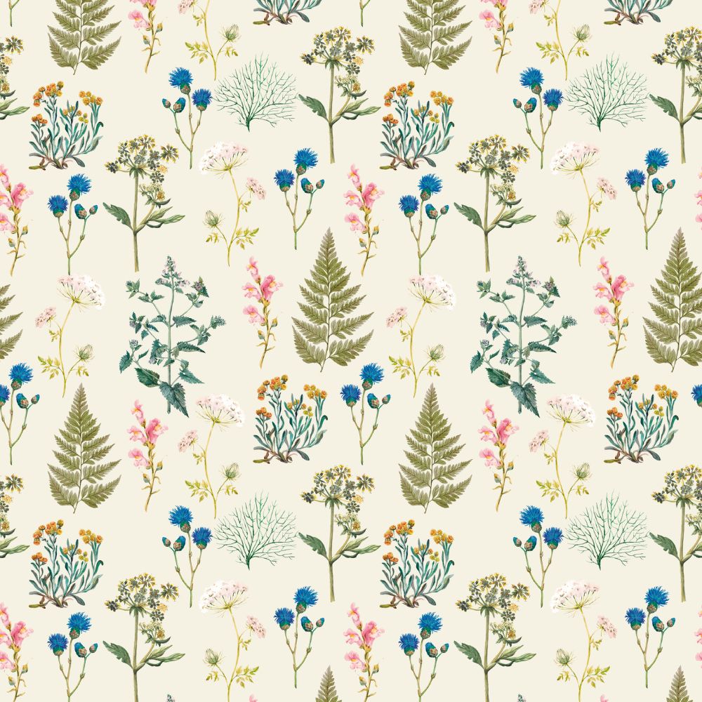 Papier-Peint Algo " Botanique Royale " - 5 lés - Blanc Beluga