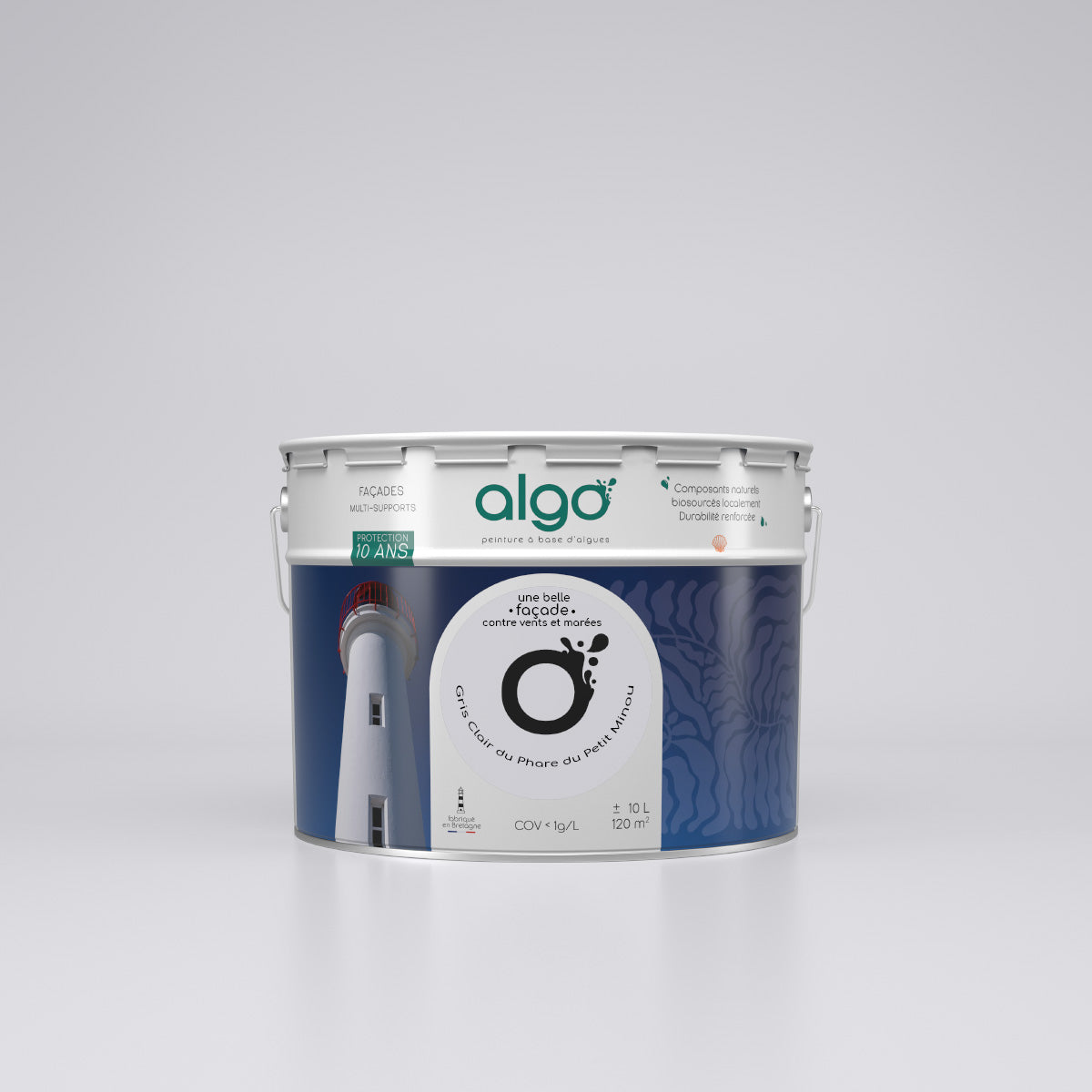 Exterior facade paint Algo Grey - based on scallops Light grey from the Phare du Petit Minou