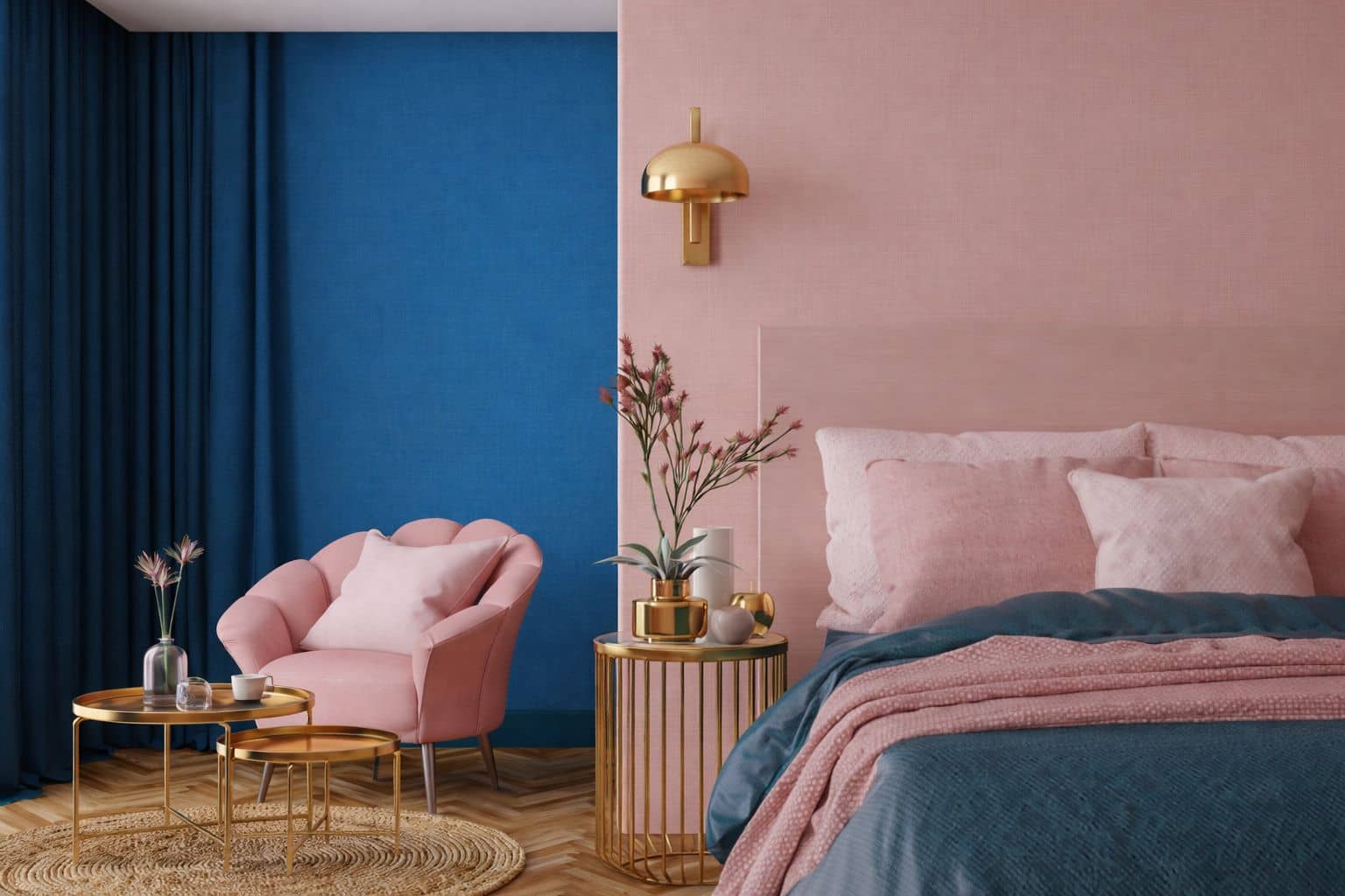 Les tendances actuelles en matière de décoration intérieure avec le bleu et le rose