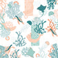 Papier-Peint Algo " Petit Mousse " - Bleu vert coquet