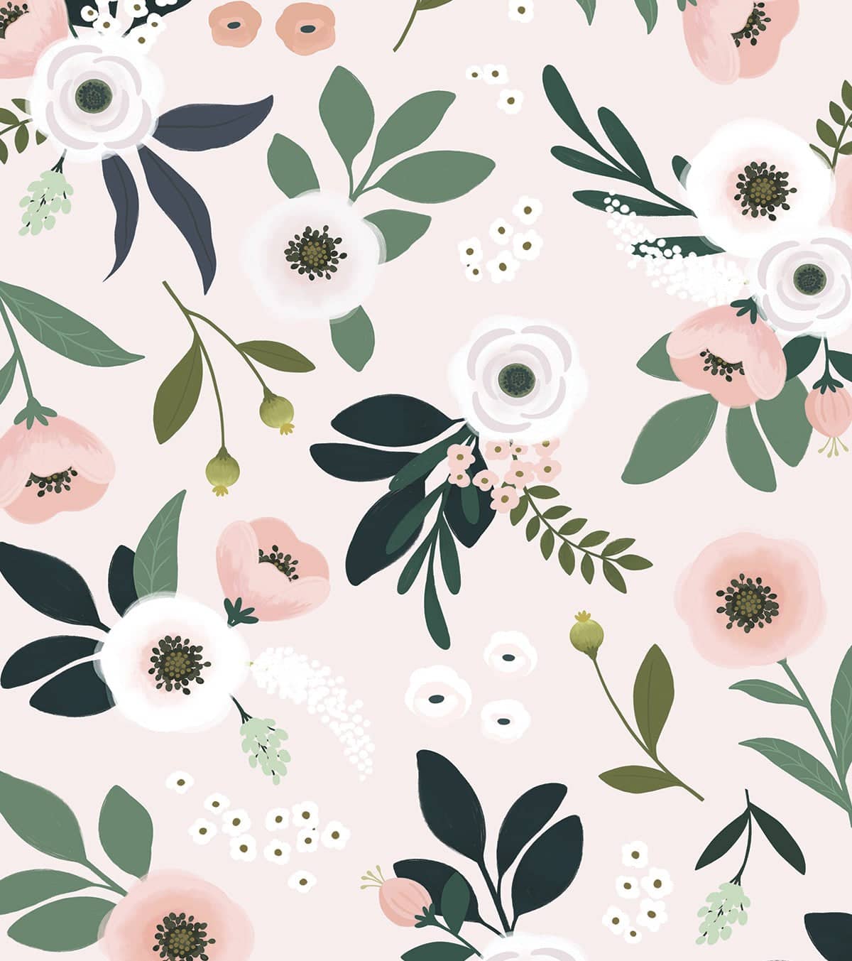 WONDERLAND - Papier peint enfant - Motif fleurs d'anémones