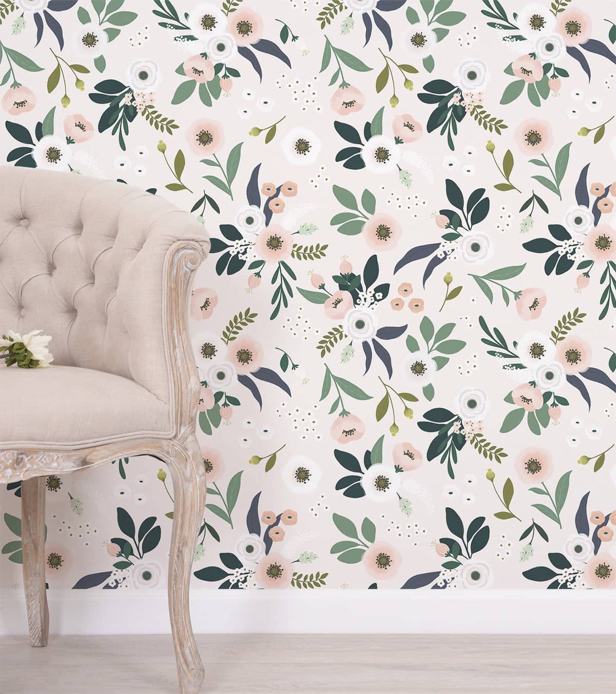 WONDERLAND - Papier peint enfant - Motif fleurs d'anémones