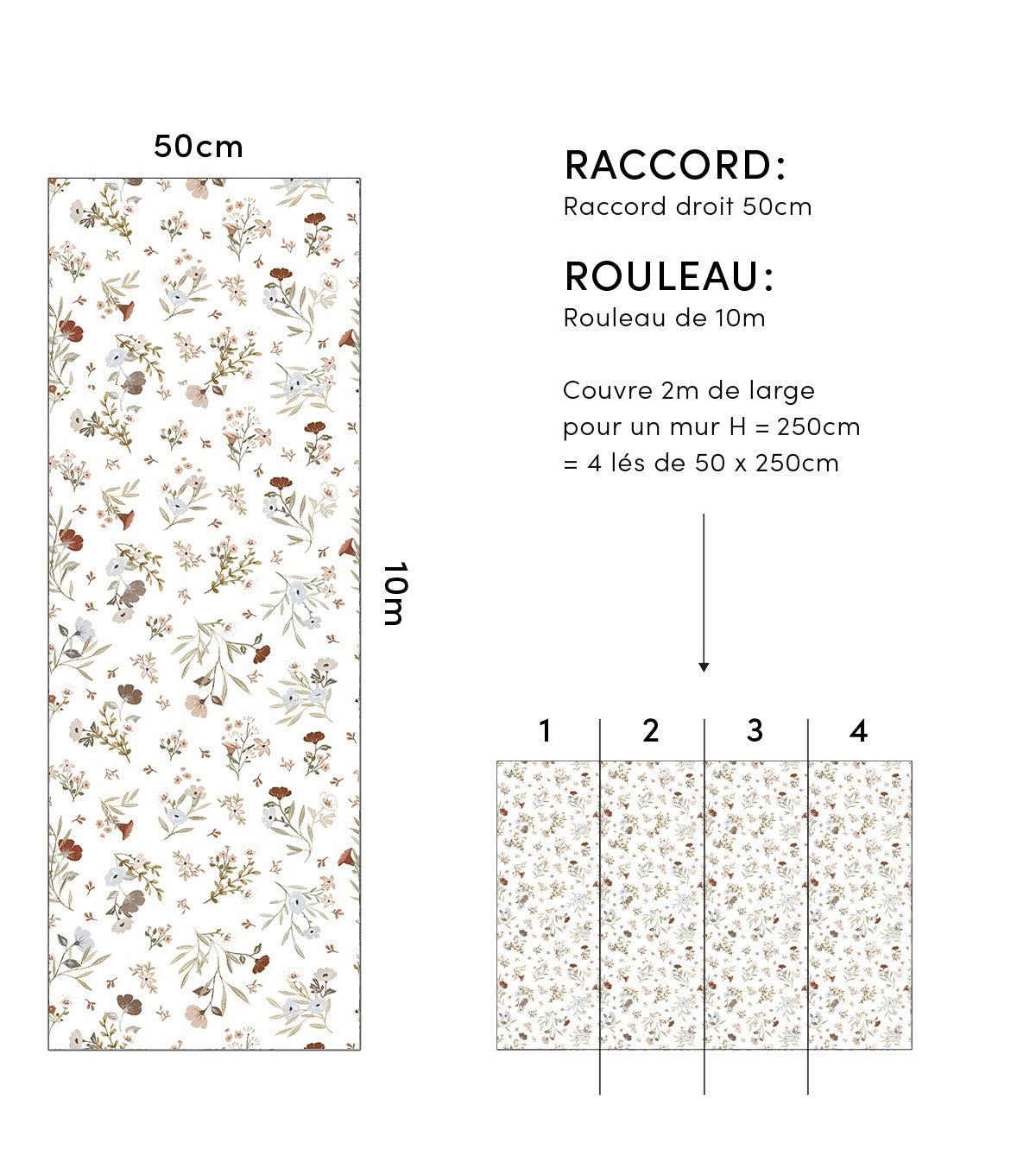 LILYDALE - Papier peint enfant - Motif floral doux et délicat