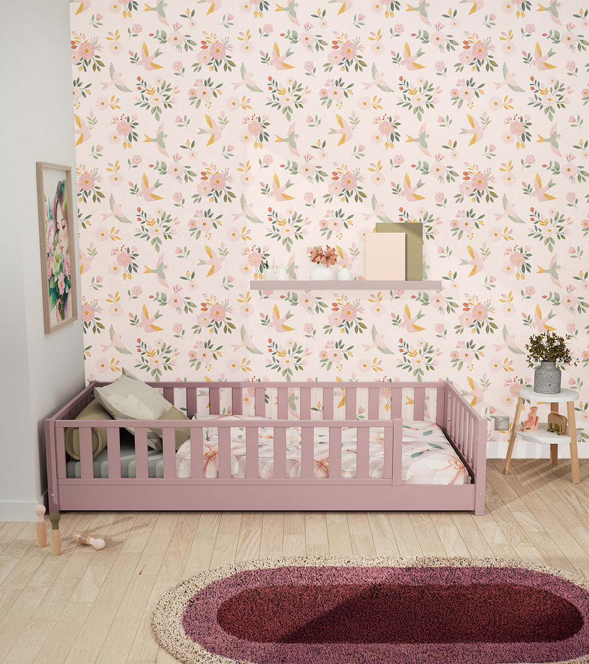 ALYSSE - Papier peint fleurs et oiseaux