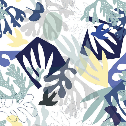 Papier-Peint Algo " Comme Matisse " - Bleu Atlantique