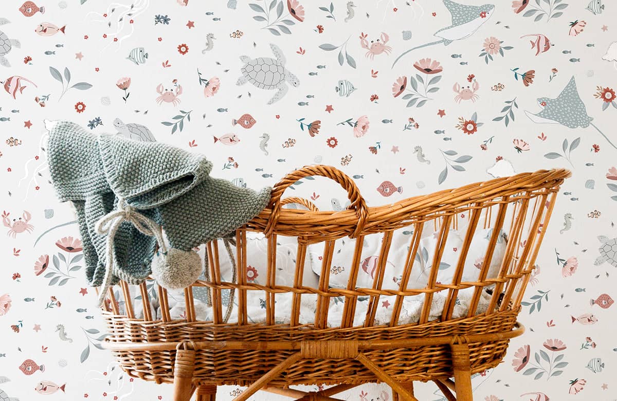 OCEAN FIELD - Papier peint enfant - Motif animaux de l'océan